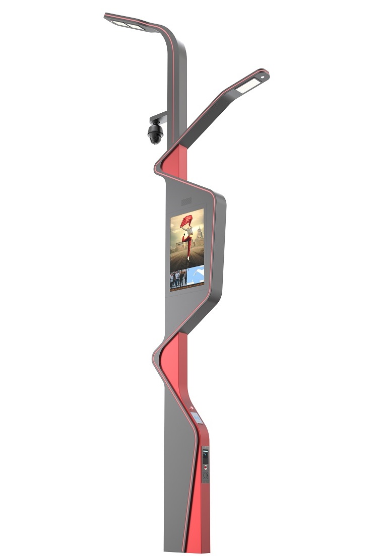 Smart city poles with LED Screen CCTV Camera EV Charger